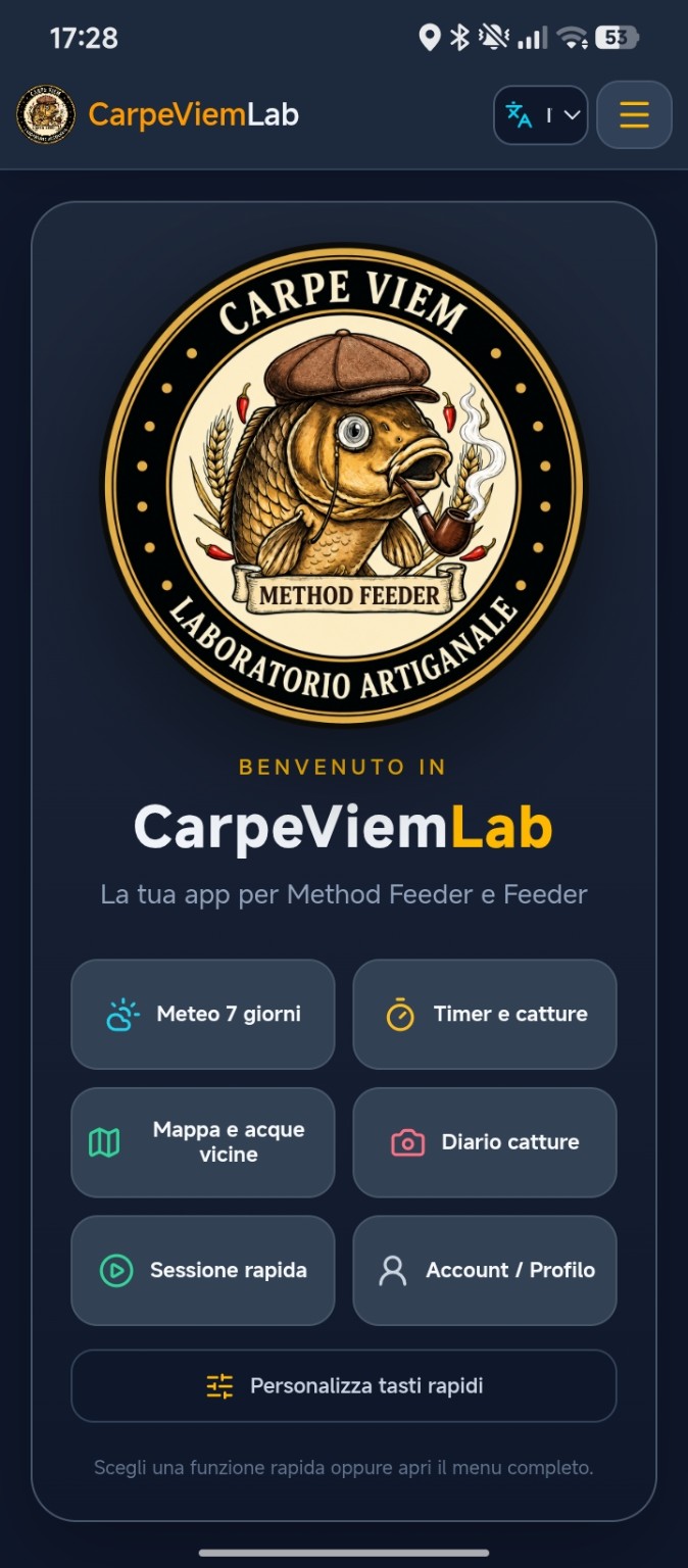 Schermata Home di CarpeViemLab